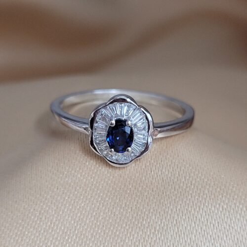 0.44ct Sapphire & Diamond Daisy Cluster Ring 18ct White Gold from Ace Jewellery, Leeds