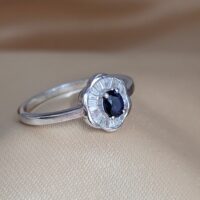 0.44ct Sapphire & Diamond Daisy Cluster Ring 18ct White Gold from Ace Jewellery, Leeds