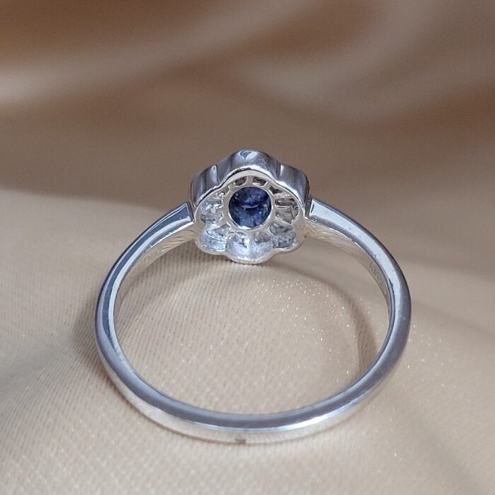 0.44ct Sapphire & Diamond Daisy Cluster Ring 18ct White Gold from Ace Jewellery, Leeds