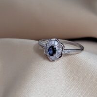 0.44ct Sapphire & Diamond Daisy Cluster Ring 18ct White Gold from Ace Jewellery, Leeds