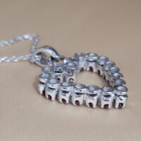 0.80ct Ruby & Diamond Heart-shaped Pendant Necklace & Chain 18ct White Gold from Ace Jewellery, Leeds