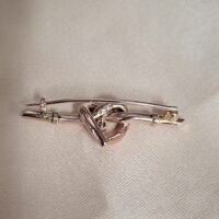 9ct Yellow Gold Diamond Heart Knot Brooch from Ace Jewellery, Leeds