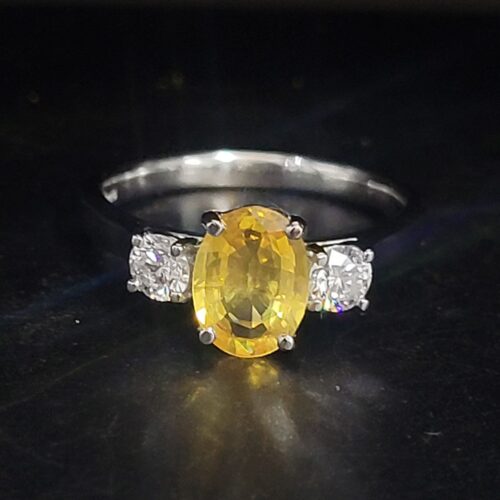 1.64ct Yellow Sapphire & Diamond Three-Stone Ring Platinum from Ace Jewellery, Leeds