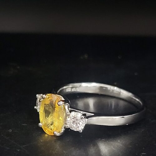 1.64ct Yellow Sapphire & Diamond Three-Stone Ring Platinum from Ace Jewellery, Leeds