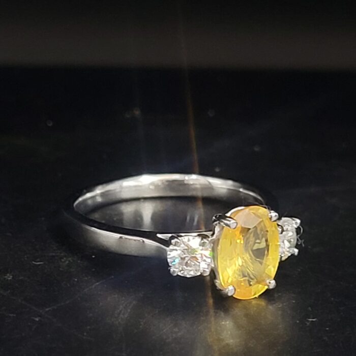 1.64ct Yellow Sapphire & Diamond Three-Stone Ring Platinum from Ace Jewellery, Leeds