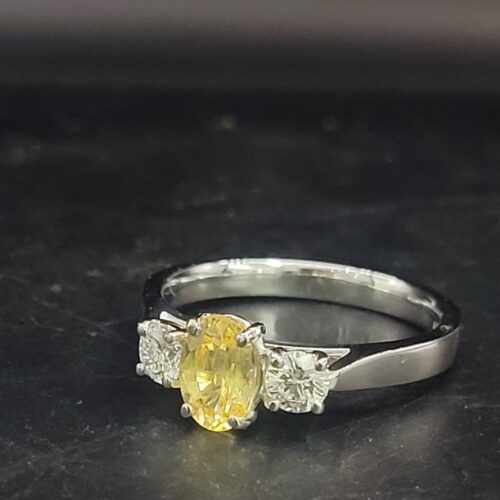 1.12ct Yellow Sapphire & Diamond Three-Stone Ring Platinum from Ace Jewellery, Leeds