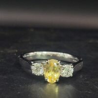 1.12ct Yellow Sapphire & Diamond Three-Stone Ring Platinum from Ace Jewellery, Leeds