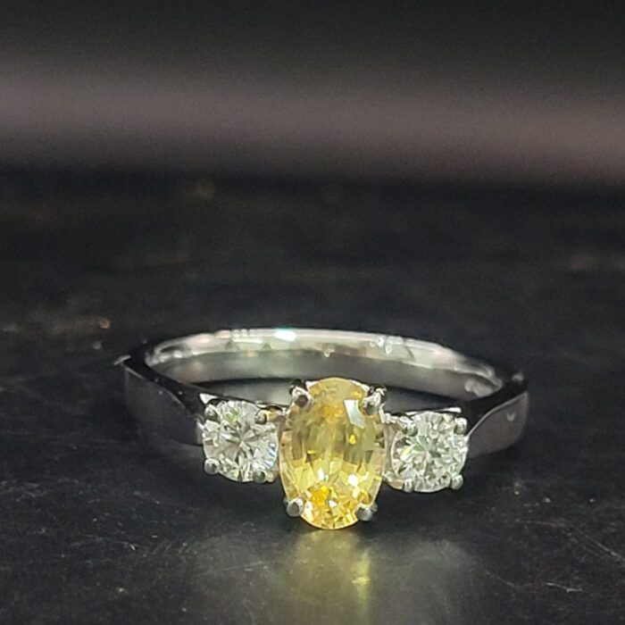 1.12ct Yellow Sapphire & Diamond Three-Stone Ring Platinum from Ace Jewellery, Leeds