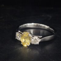 1.12ct Yellow Sapphire & Diamond Three-Stone Ring Platinum from Ace Jewellery, Leeds