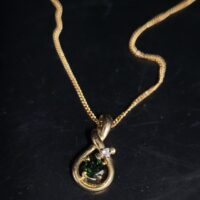 0.34ct Tourmaline & Diamond Pendant Necklace 9ct Yellow Gold from Ace Jewellery, Leeds