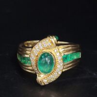 1.25ct Emerald & Diamond Statement Ring 18ct Yellow Gold from Ace Jewellery, Leeds