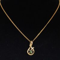 0.34ct Tourmaline & Diamond Pendant Necklace 9ct Yellow Gold from Ace Jewellery, Leeds