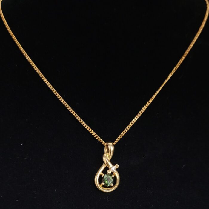 0.34ct Tourmaline & Diamond Pendant Necklace 9ct Yellow Gold from Ace Jewellery, Leeds