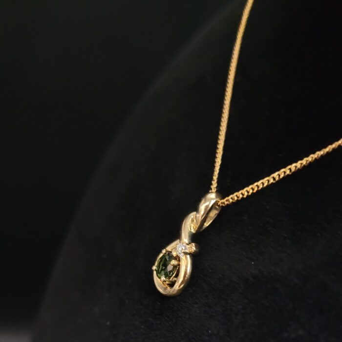 0.34ct Tourmaline & Diamond Pendant Necklace 9ct Yellow Gold from Ace Jewellery, Leeds