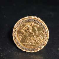 22ct Gold Half Sovereign Coin Ring 9ct Yellow Gold from Ace Jewellery, Leeds