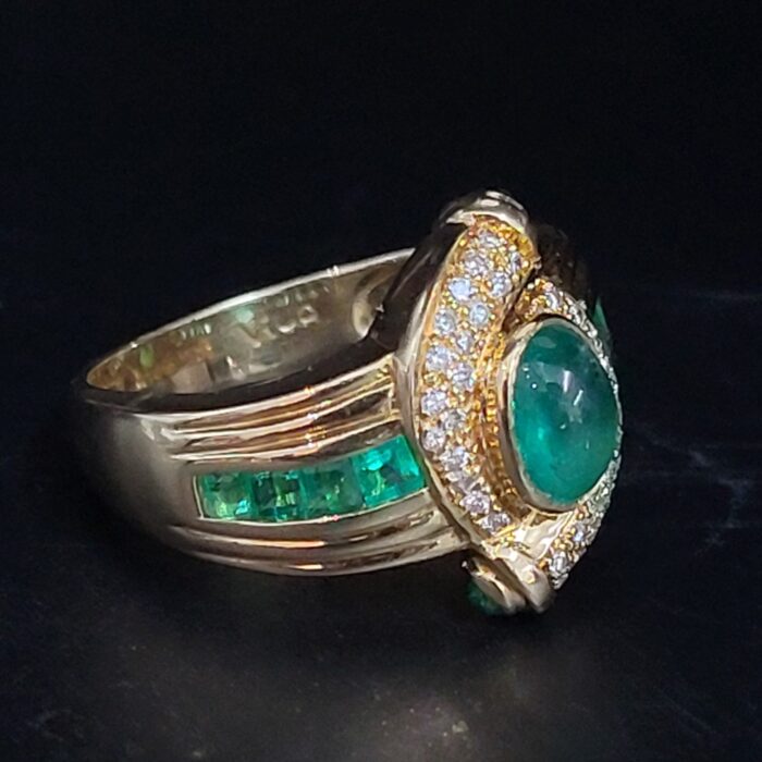 1.25ct Emerald & Diamond Statement Ring 18ct Yellow Gold from Ace Jewellery, Leeds