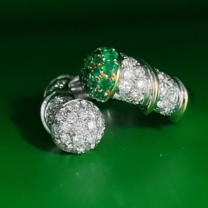 2.5ct Emerald & Diamond Crossover Statement Ring 18ct White Gold from Ace Jewellery, Leeds