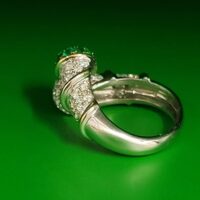 2.5ct Emerald & Diamond Crossover Statement Ring 18ct White Gold from Ace Jewellery, Leeds