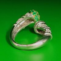 2.5ct Emerald & Diamond Crossover Statement Ring 18ct White Gold from Ace Jewellery, Leeds