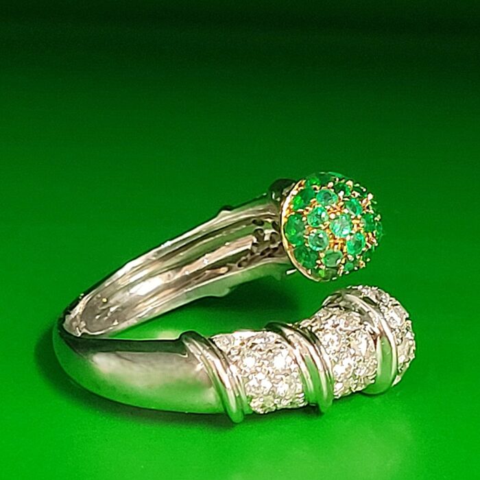 2.5ct Emerald & Diamond Crossover Statement Ring 18ct White Gold from Ace Jewellery, Leeds