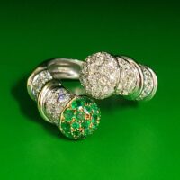 2.5ct Emerald & Diamond Crossover Statement Ring 18ct White Gold from Ace Jewellery, Leeds