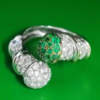 2.5ct Emerald & Diamond Crossover Statement Ring 18ct White Gold from Ace Jewellery, Leeds