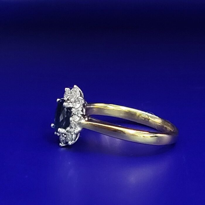 0.90ct Sapphire & Diamond Cluster Ring 18ct Yellow Gold from Ace Jewellery, Leeds