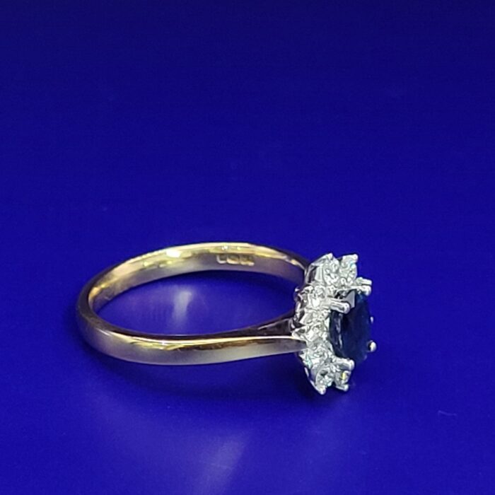 0.90ct Sapphire & Diamond Cluster Ring 18ct Yellow Gold from Ace Jewellery, Leeds