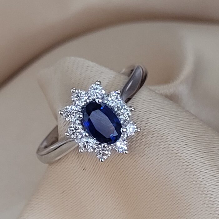 0.90ct Sapphire & Diamond Ring 18ct White Gold from Ace Jewellery, Leeds