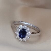 0.90ct Sapphire & Diamond Ring 18ct White Gold from Ace Jewellery, Leeds