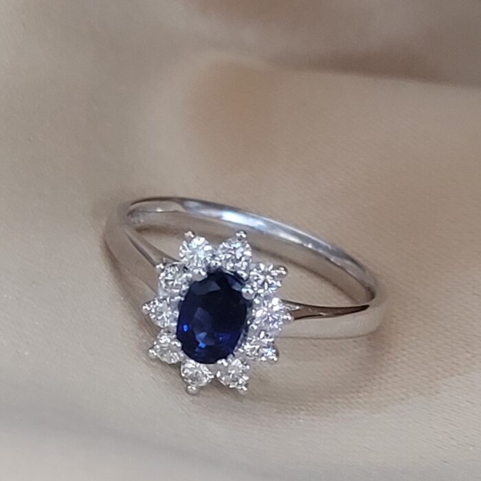 0.90ct Sapphire & Diamond Ring 18ct White Gold from Ace Jewellery, Leeds