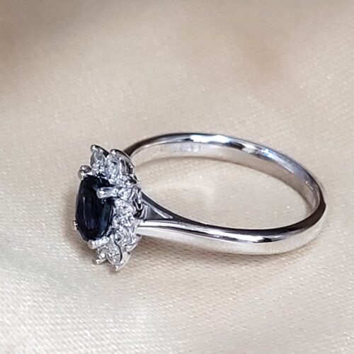 0.90ct Sapphire & Diamond Ring 18ct White Gold from Ace Jewellery, Leeds