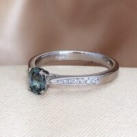 0.67ct Green Sapphire & Diamond Ring Platinum from Ace Jewellery, Leeds