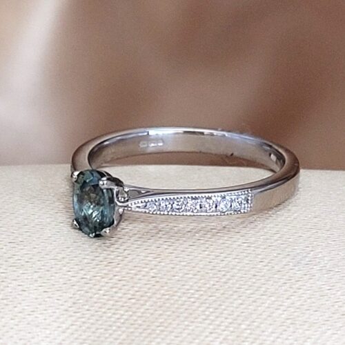 0.67ct Green Sapphire & Diamond Ring Platinum from Ace Jewellery, Leeds