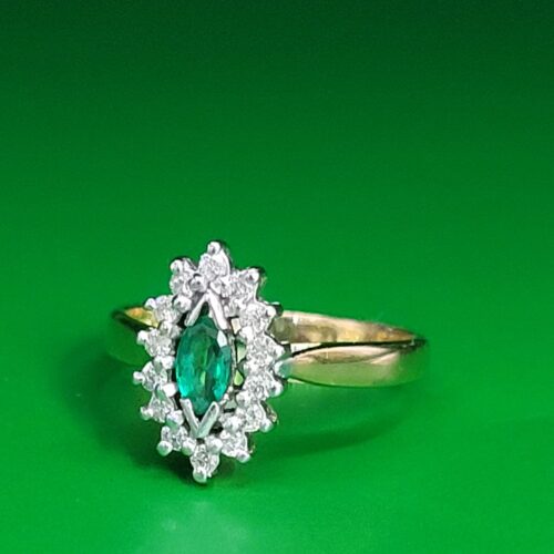 0.48 Emerald & Diamond Cluster Ring 18ct Yellow Gold from Ace Jewellery, Leeds