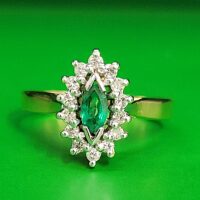 0.48 Emerald & Diamond Cluster Ring 18ct Yellow Gold from Ace Jewellery, Leeds