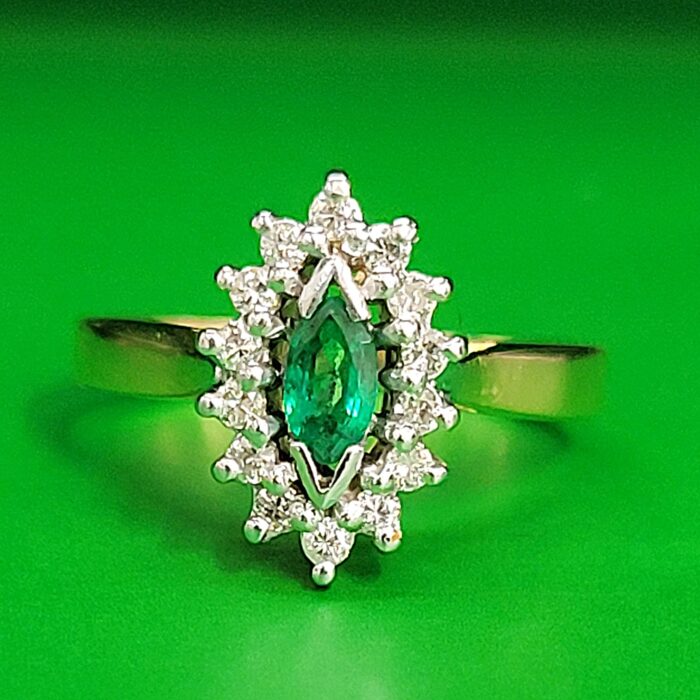 0.48 Emerald & Diamond Cluster Ring 18ct Yellow Gold from Ace Jewellery, Leeds