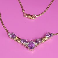 2.8ct Amethyst & Diamond Multi-Stone Dropper Pendant & Chain 9ct Yellow Gold from Ace Jewellery, Leeds