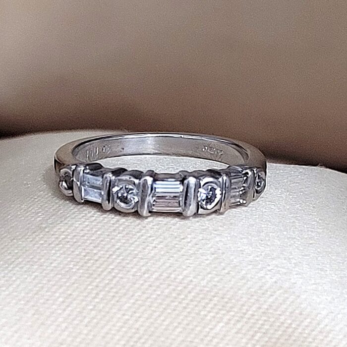 0.57ct Round Diamond & Baguette Half Eternity Ring 18ct White Gold from Ace Jewellery, Leeds