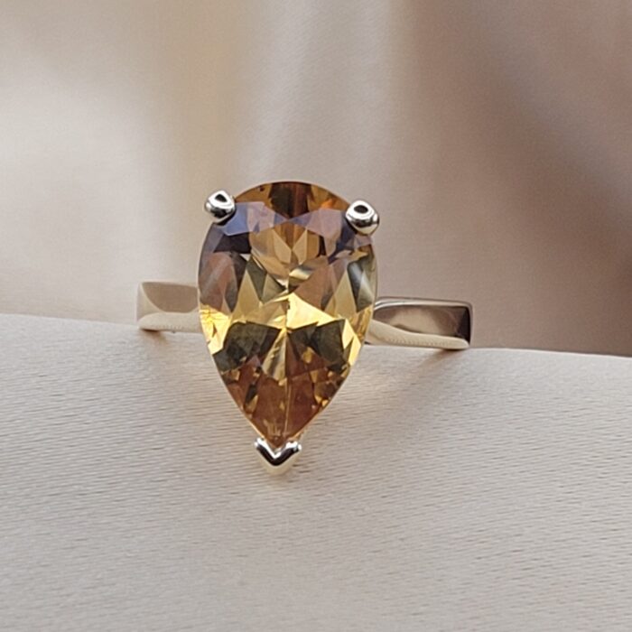 4.69ct Pear-Shaped Smoky Topaz Ring 9ct Yellow Gold from Ace Jewellery, Leeds