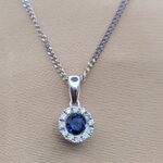 0.35ct Sapphire & Diamond Pendant & Chain 18ct White Gold from Ace Jewellery, Leeds