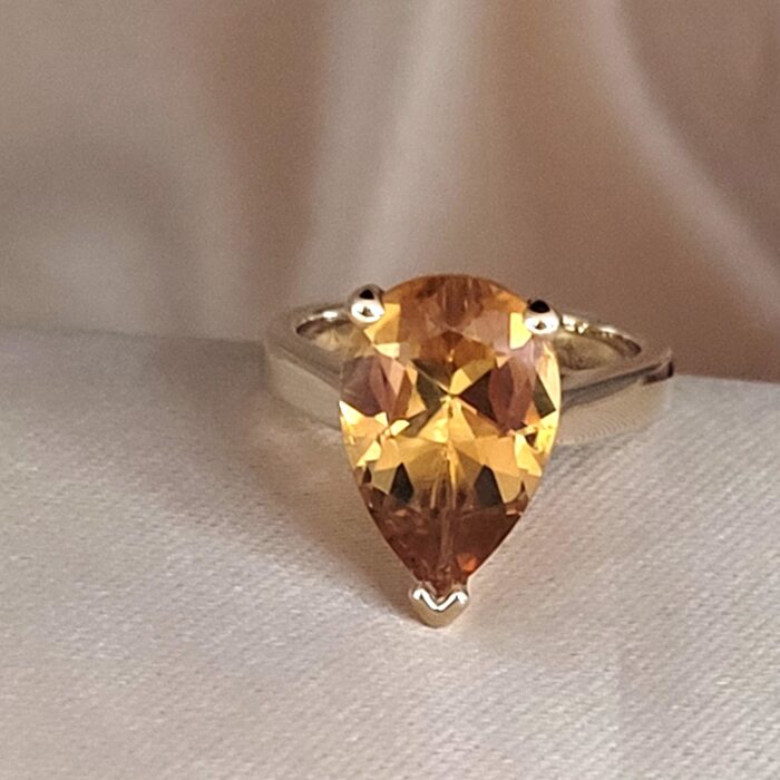 4.69ct Pear-Shaped Smoky Topaz Ring 9ct Yellow Gold from Ace Jewellery, Leeds