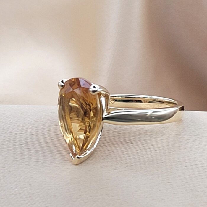 4.69ct Pear-Shaped Smoky Topaz Ring 9ct Yellow Gold from Ace Jewellery, Leeds