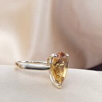 4.69ct Pear-Shaped Smoky Topaz Ring 9ct Yellow Gold from Ace Jewellery, Leeds