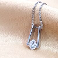 0.82ct Solitaire Diamond Tension-Set Pendant Necklace 18ct White Gold from Ace Jewellery, Leeds