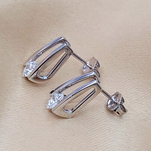 0.78ct Solitaire Diamond Tension-Set Earrings 18ct White Gold from Ace Jewellery, Leeds