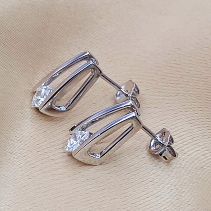 0.78ct Solitaire Diamond Tension-Set Earrings 18ct White Gold from Ace Jewellery, Leeds