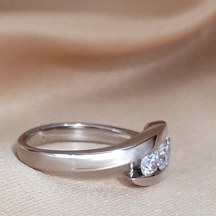 1.0ct Three-Stone Diamond Tension-Set Ring 18ct White Gold from Ace Jewellery, Leeds