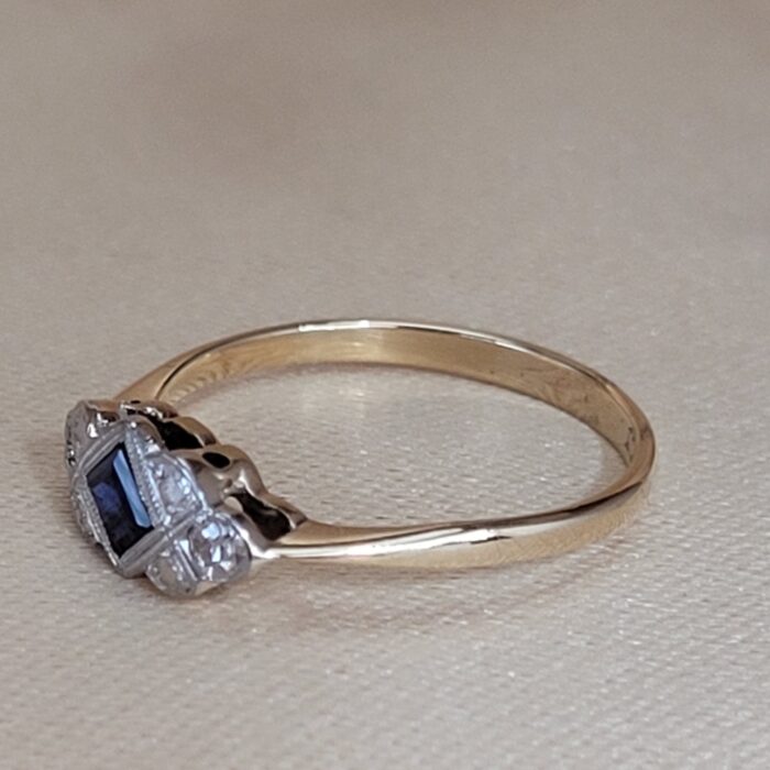 Antique 0.22ct Sapphire & Diamond Ring 9ct Yellow Gold from Ace Jewellery, Leeds