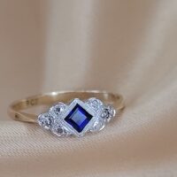 Antique 0.22ct Sapphire & Diamond Ring 9ct Yellow Gold from Ace Jewellery, Leeds